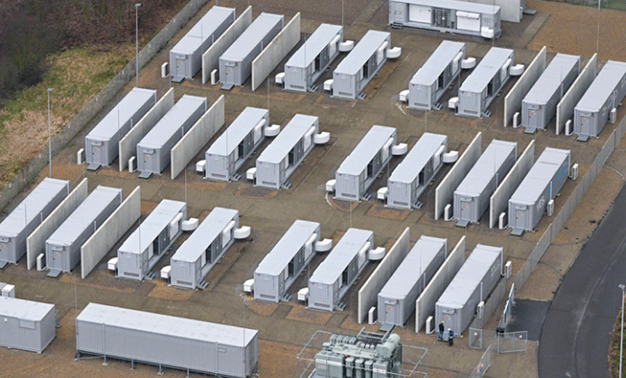 An aerial view of a large number of storage units in Kansas.